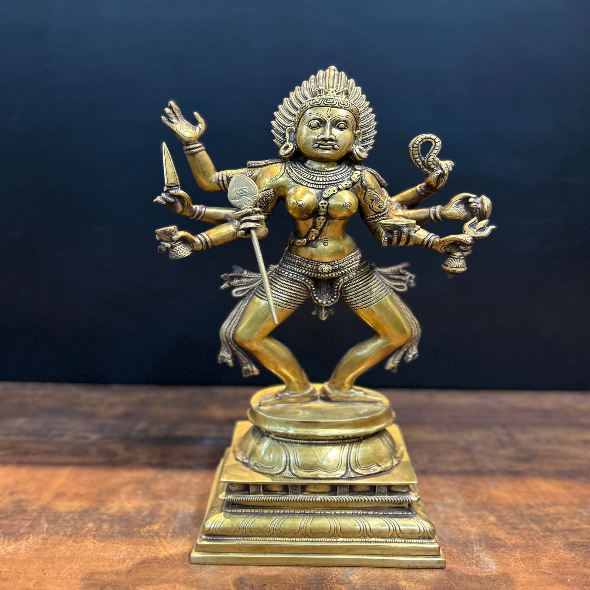 Brass Goddess Kali Mata Idol As Bhairavi 2 Feet - Image 3
