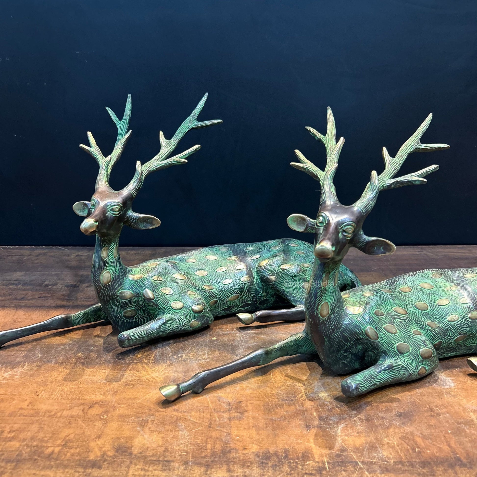 Brass Deer Pair Showpiece Decorative Figure 1 Feet - Image 2