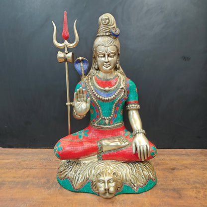 Brass Large Shiva Statue 3 Feet by vendor-unknown - Hindu Gods