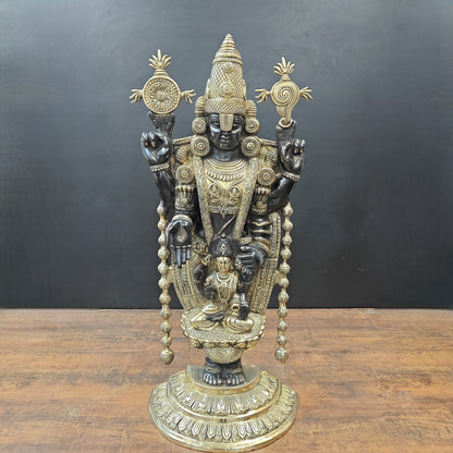 Brass Lord Tirupati Balaji Statue with Goddess Padmavathi Engraved 3 Feet by vendor-unknown - Hindu Gods (View 3)