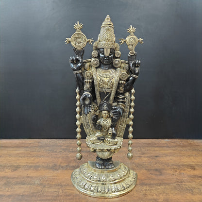 Brass Lord Tirupati Balaji Statue with Goddess Padmavathi Engraved 3 Feet by vendor-unknown - Hindu Gods (View 4)