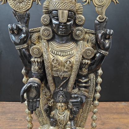 Brass Lord Tirupati Balaji Statue with Goddess Padmavathi Engraved 3 Feet by vendor-unknown - Hindu Gods (View 6)