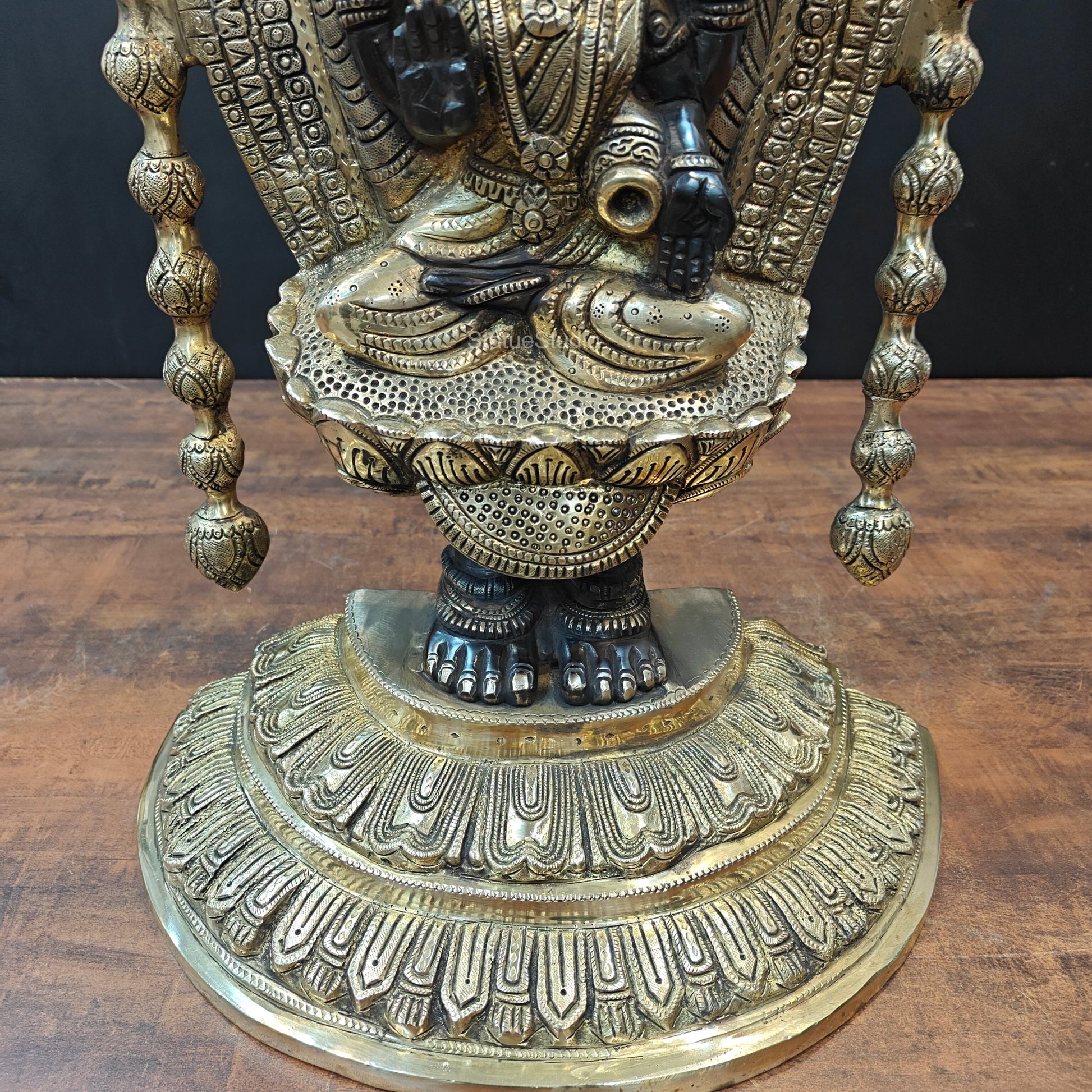 Brass Lord Tirupati Balaji Statue with Goddess Padmavathi Engraved 3 Feet - Image 8