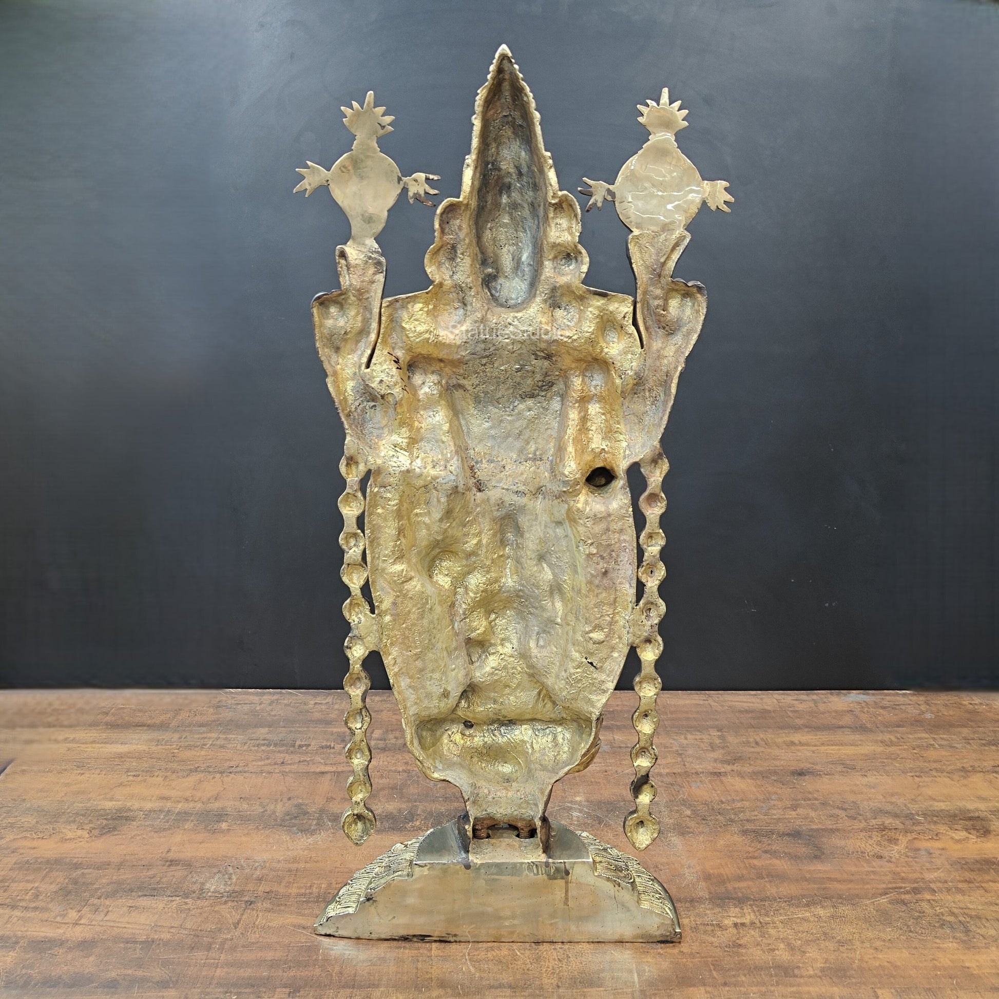 Brass Lord Tirupati Balaji Statue with Goddess Padmavathi Engraved 3 Feet - Image 9
