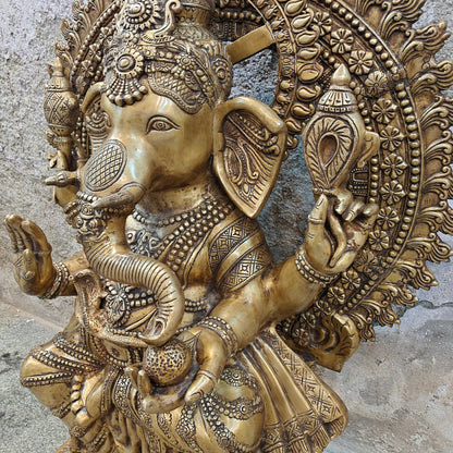 Elegant Brass Large Ganesha Statue With Prabhavali 50 Inches by vendor-unknown - Hindu Gods (View 7)