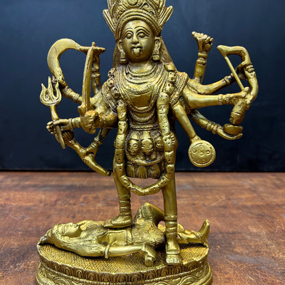 Brass Goddess Kali Mata Idol Dashbhuja 11.5 Inch by vendor-unknown - Hindu Gods (View 2)