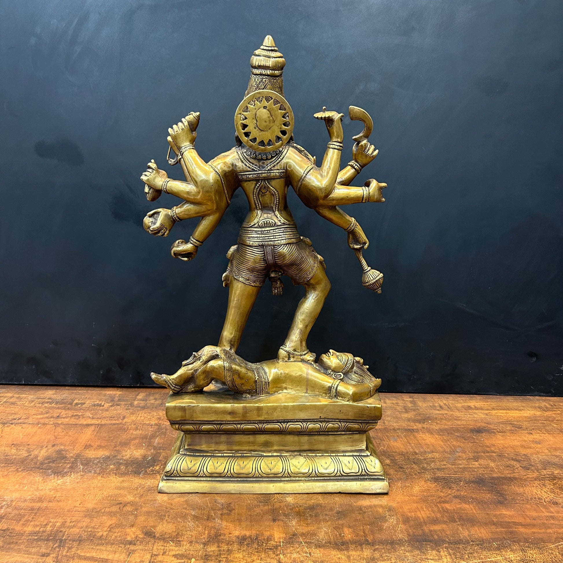 Brass Goddess Kali Mata Statue 10 Arms 24 Inches - Image 8