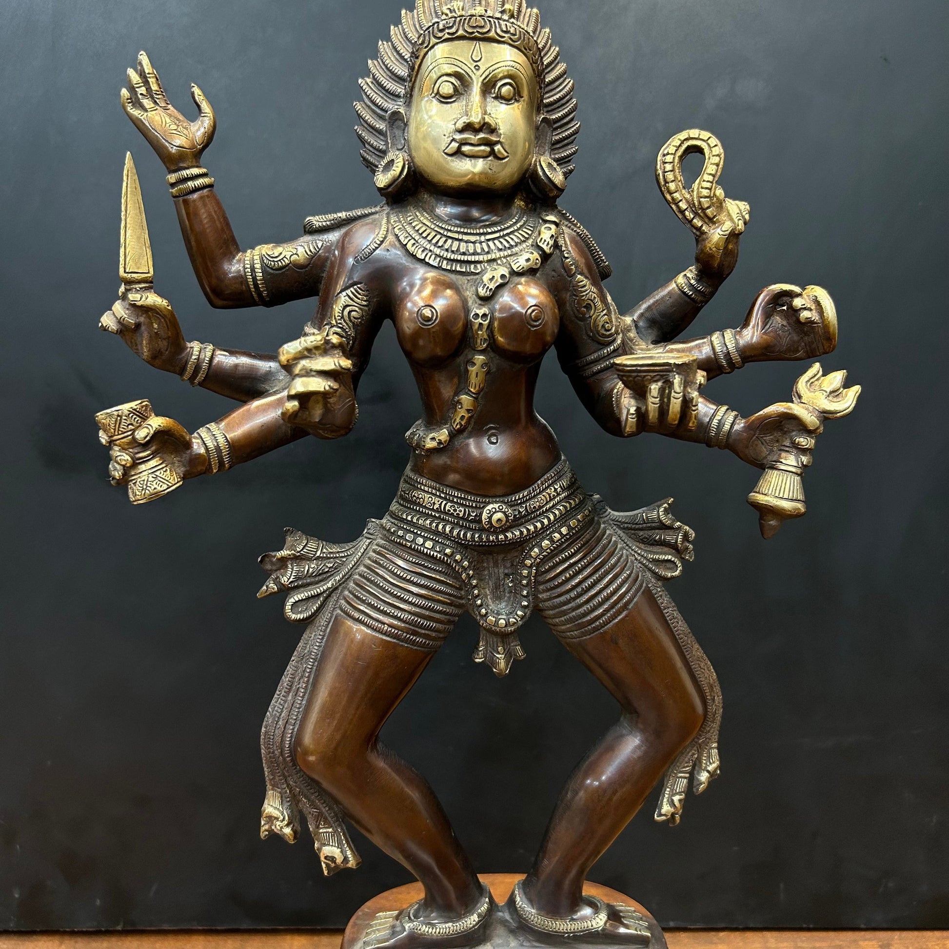 Brass Goddess Kali Mata Statue As Bhairavi Antique Finish 2 Feet - Image 2
