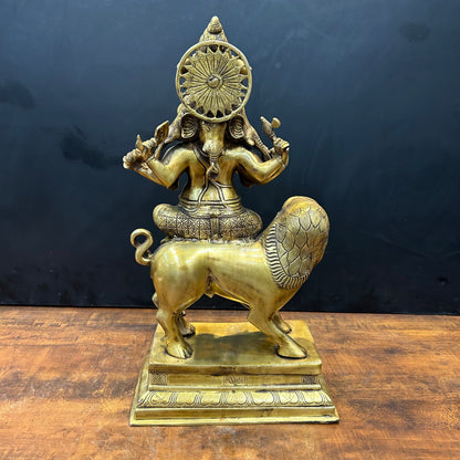 Brass Panchmukhi Ganesha Idol Seated On Lion Heramba Statue 22.5 Inch by vendor-unknown - Hindu Gods (View 7)
