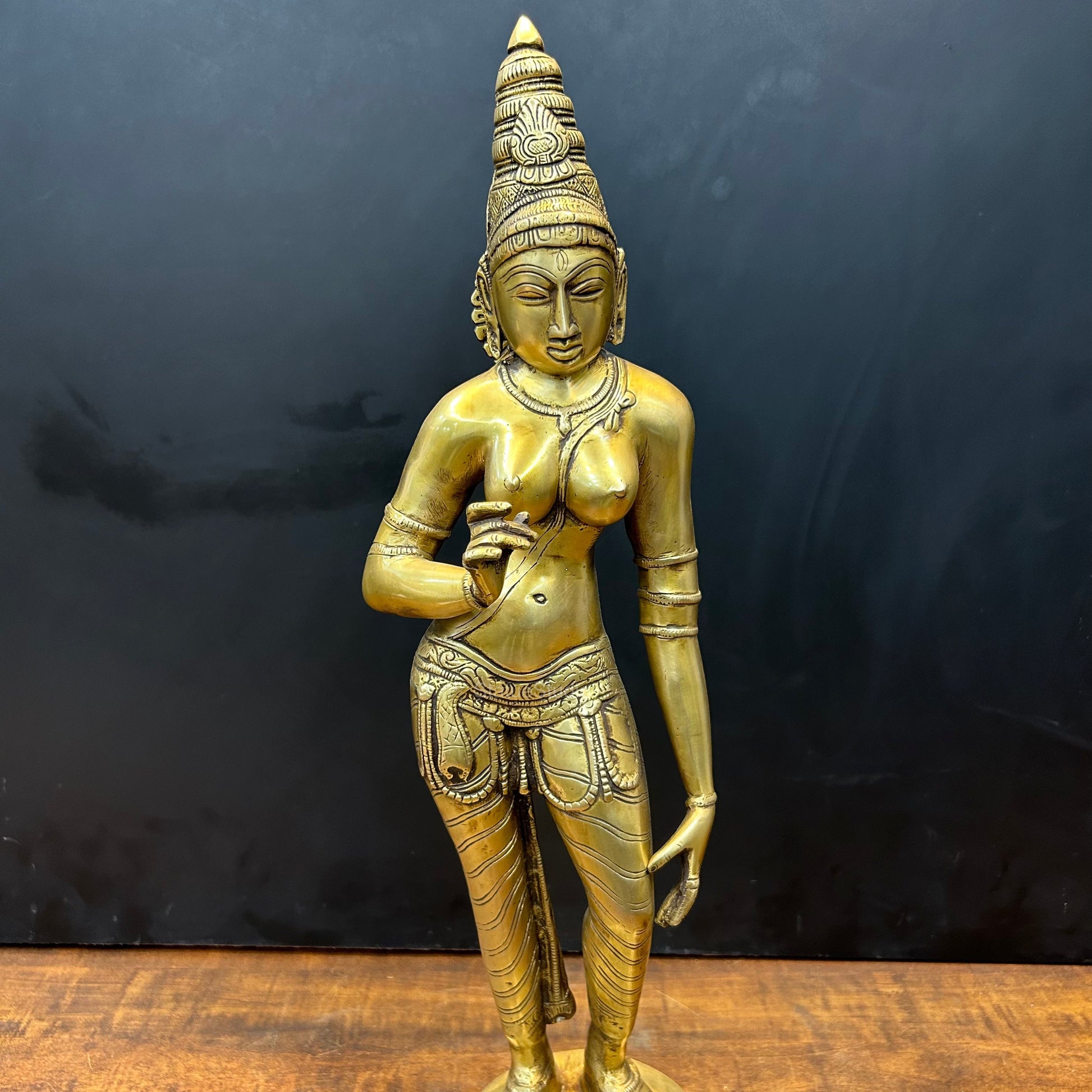 Brass Standing Parvati Uma Devi Statue 2 Feet - Image 2