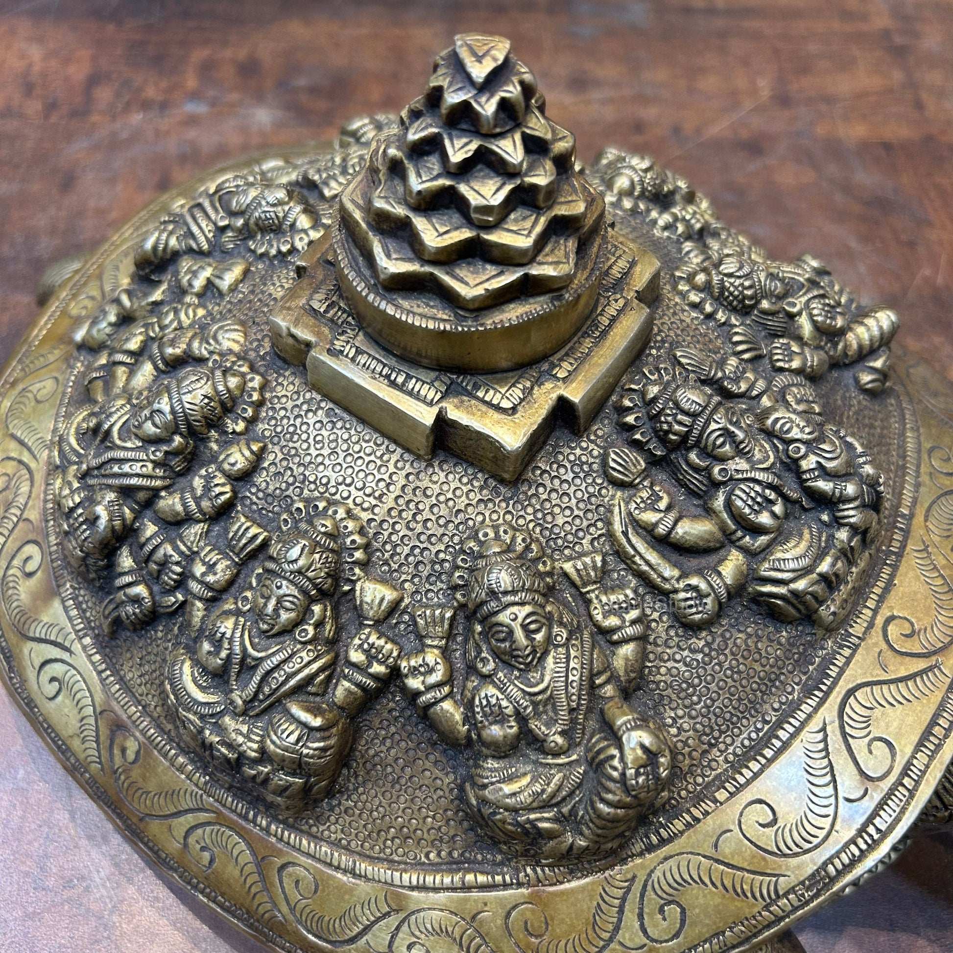 Brass Ashtalakshmi Shree Yantra on Tortoise 14 Inch - Image 2