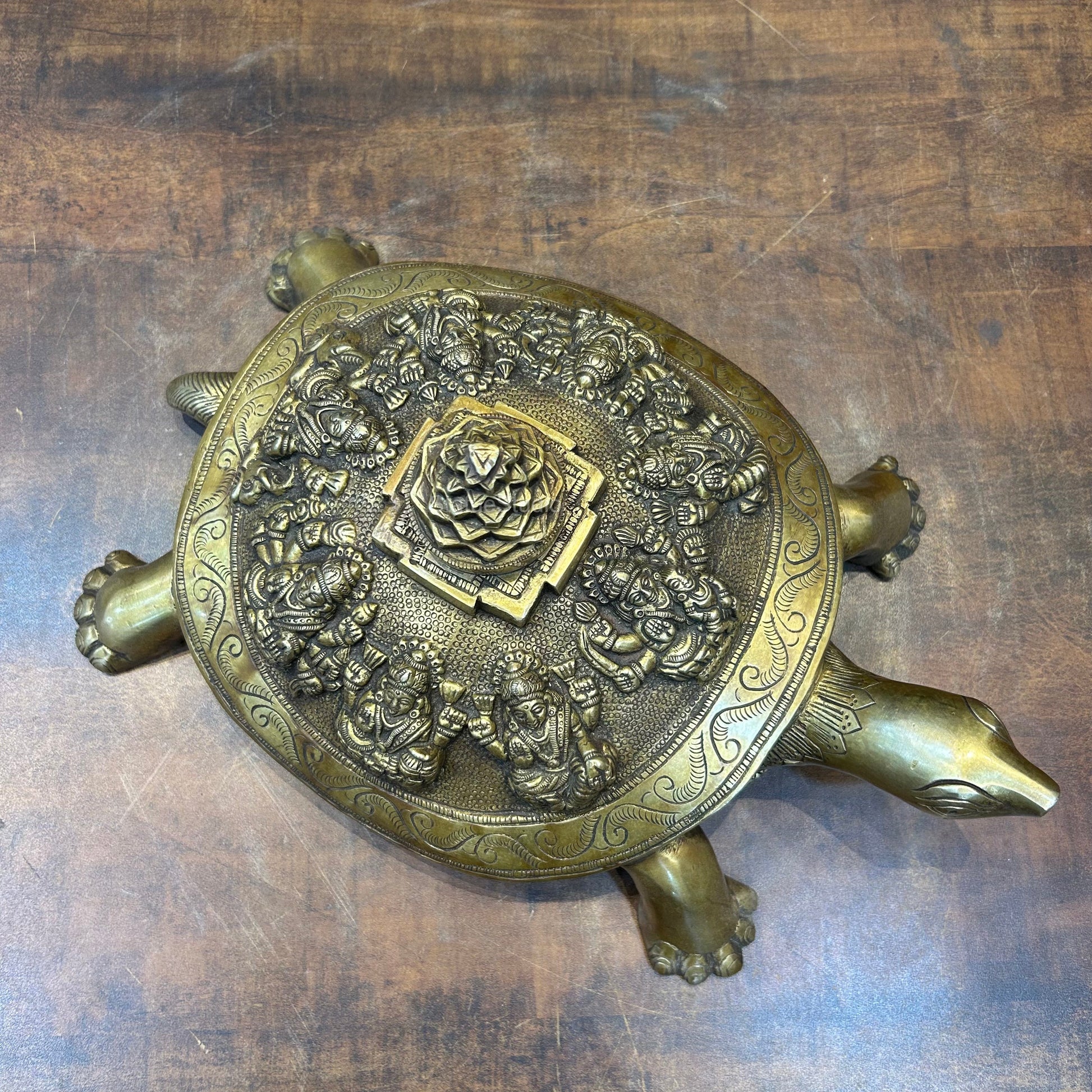 Brass Ashtalakshmi Shree Yantra on Tortoise 14 Inch - Image 3