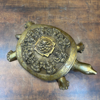 Brass Ashtalakshmi Shree Yantra on Tortoise 14 Inch by vendor-unknown - Decor (View 3)