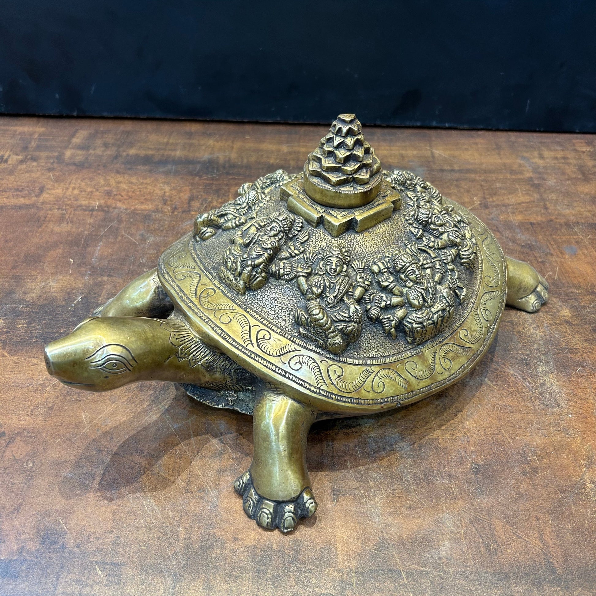 Brass Ashtalakshmi Shree Yantra on Tortoise 14 Inch - Image 5