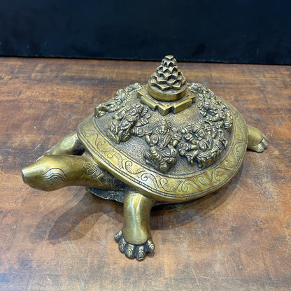Brass Ashtalakshmi Shree Yantra on Tortoise 14 Inch by vendor-unknown - Decor (View 5)
