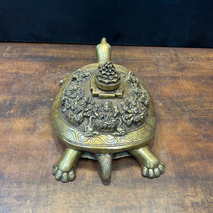 Brass Ashtalakshmi Shree Yantra on Tortoise 14 Inch by vendor-unknown - Decor (View 6)