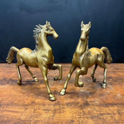 Brass Running Horse Pair Statue with One Leg Raised 10 Inch by vendor-unknown - Decor (View 4)