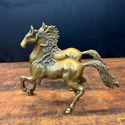 Brass Running Horse Pair Statue with One Leg Raised 10 Inch by vendor-unknown - Decor (View 5)