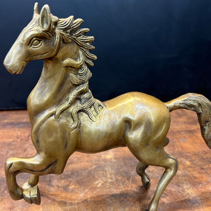Brass Running Horse Pair Statue with One Leg Raised 10 Inch by vendor-unknown - Decor (View 7)