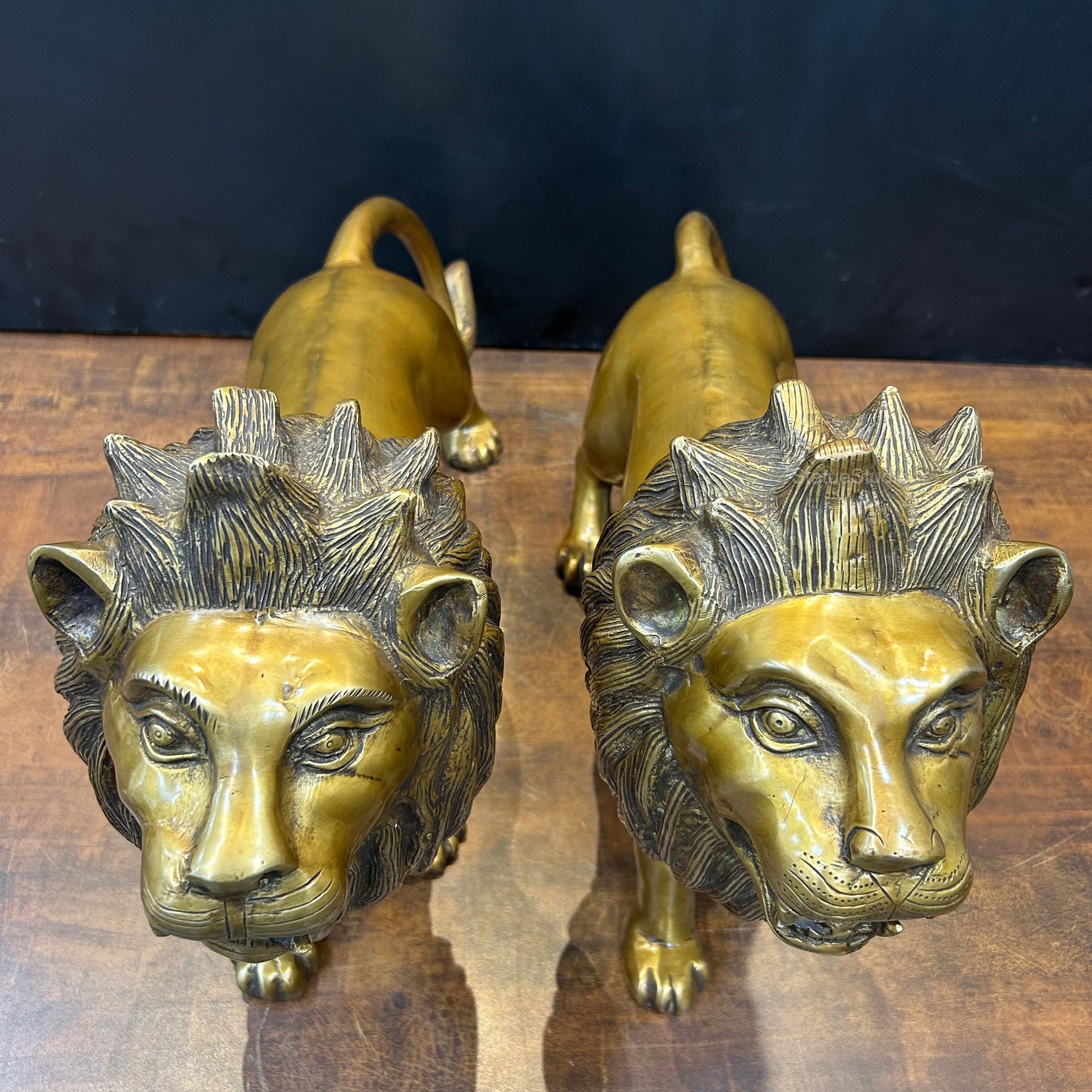 Brass Large Lion Pair Sculpture For Home Decor 24 Inch - Image 6