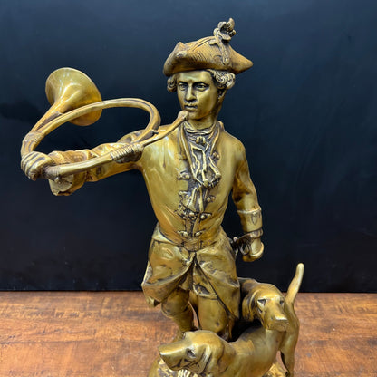 Brass French Huntsman Statue With Hounds 27 Inch by vendor-unknown - Decor (View 2)