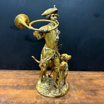Brass French Huntsman Statue With Hounds 27 Inch by vendor-unknown - Decor (View 4)