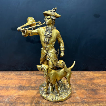 Brass French Huntsman Statue With Hounds 27 Inch by vendor-unknown - Decor (View 5)