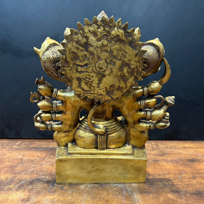 Brass Large Panchmukhi Hanuman Idol Antique Finish 17 Inch by vendor-unknown - Hindu Gods (View 8)