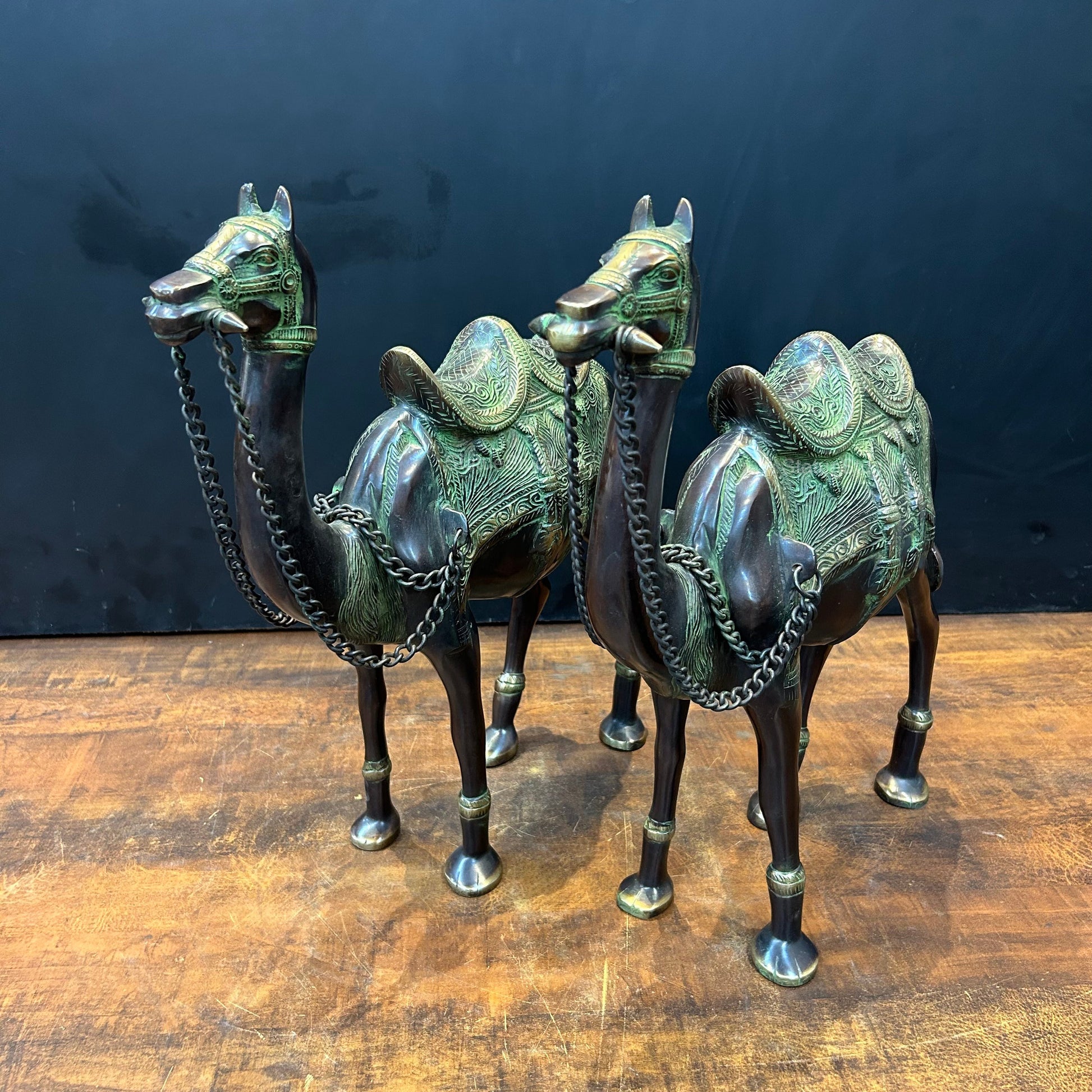 Brass Camel Pair Sculpture Vastu Recommended Showpiece 17 Inches - Image 2