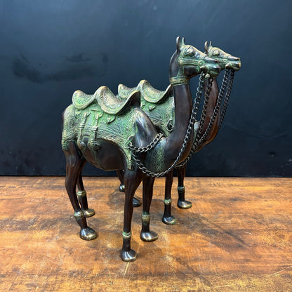 Brass Camel Pair Sculpture Vastu Recommended Showpiece 17 Inches by vendor-unknown - Decor (View 5)