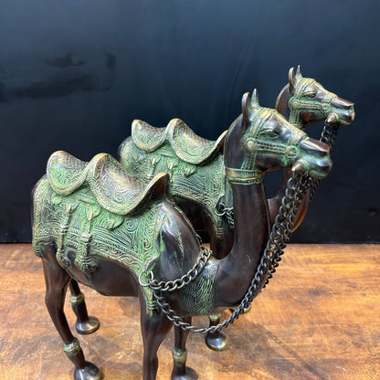 Brass Camel Pair Sculpture Vastu Recommended Showpiece 17 Inches by vendor-unknown - Decor (View 6)