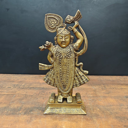 Brass Krishna As Shrinath ji Idol Antique Finish 1.5 Feet by vendor-unknown - Hindu Gods (View 3)