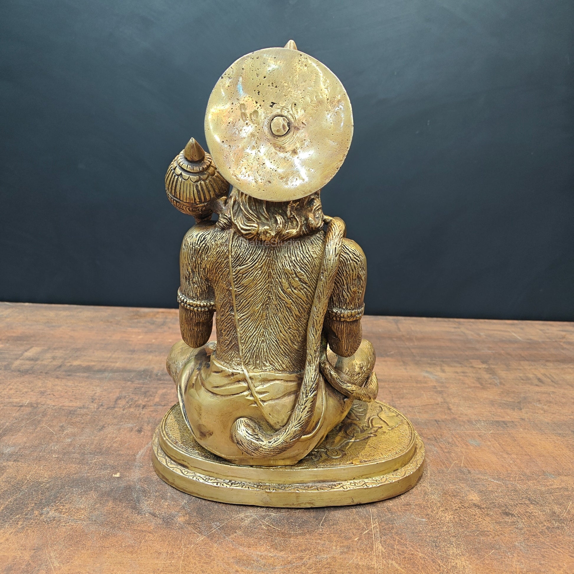 Brass Sitting Hanuman Idol Blessing Mudra 12 Inch - Image 7