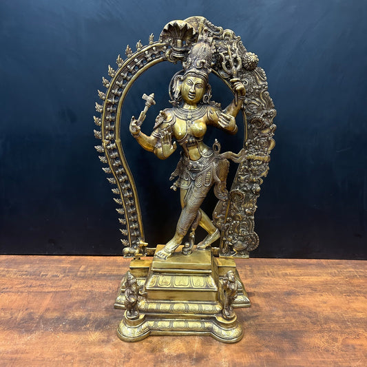 Brass Large Ardhanarishawar Shiva Sakti Statue 2.5 Feet