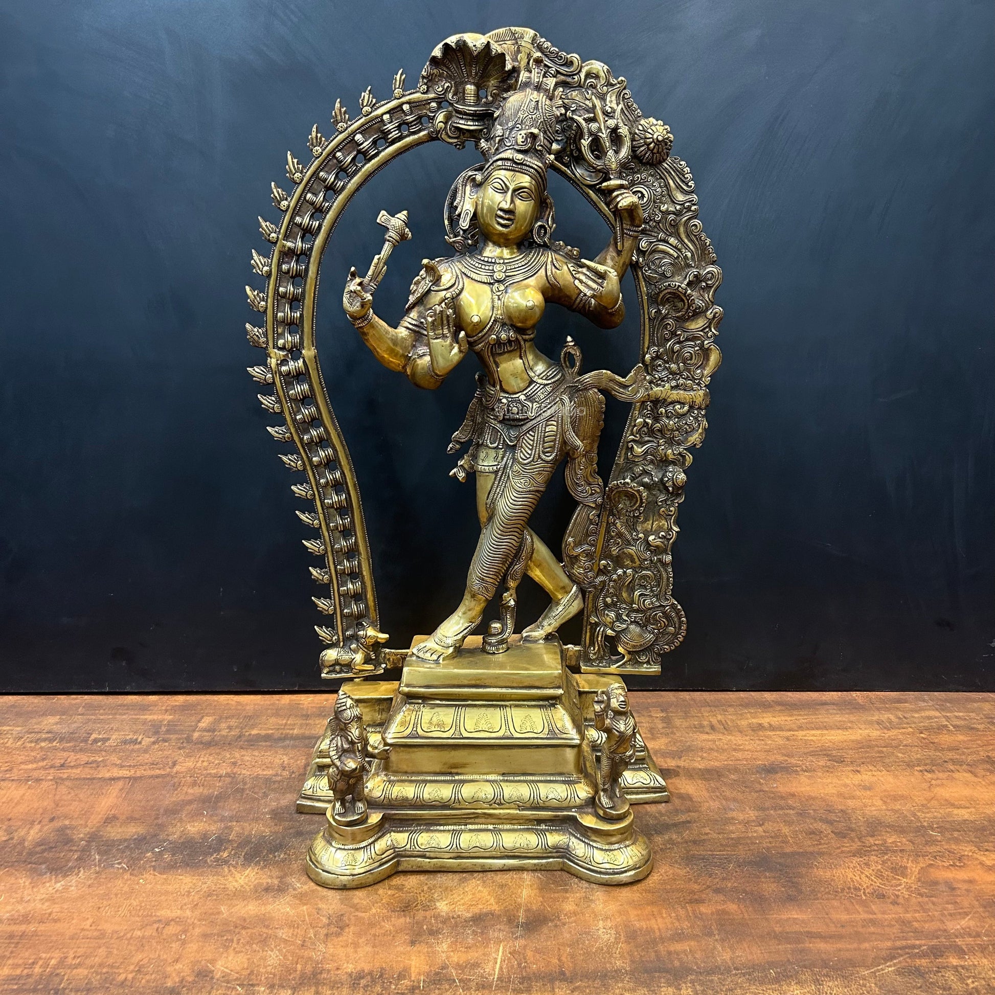 Brass Large Ardhanarishawar Shiva Sakti Statue 2.5 Feet - Image 3