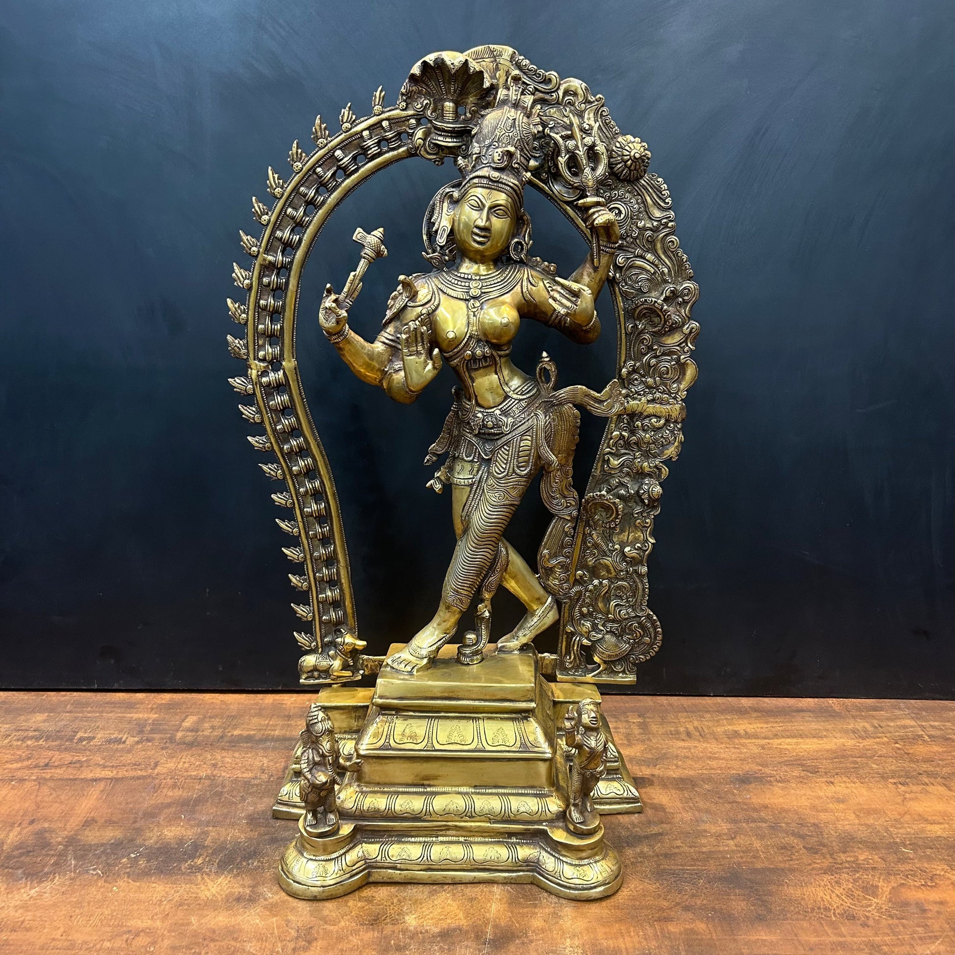 Brass Large Ardhanarishawar Shiva Sakti Statue 2.5 Feet - Image 4