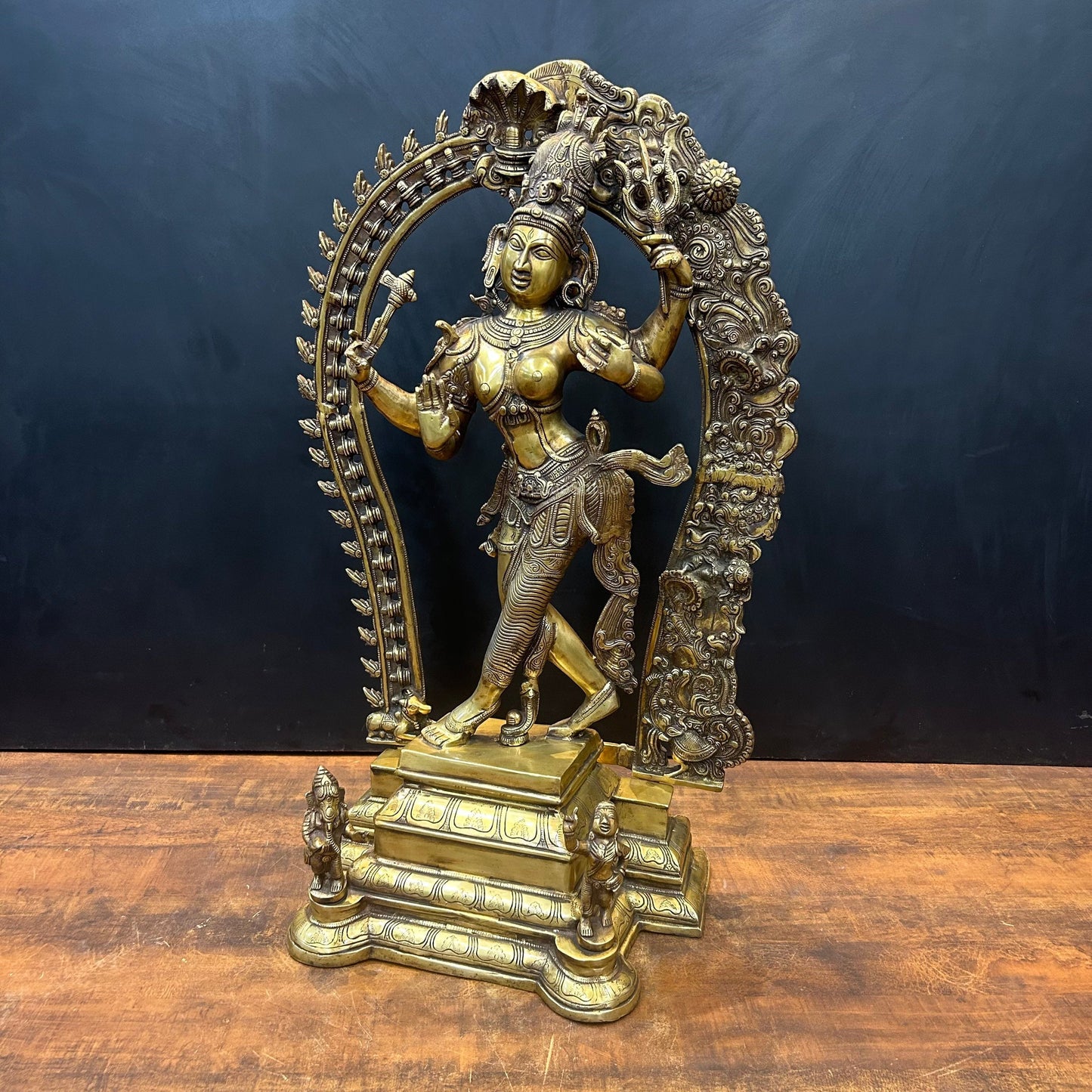 Brass Large Ardhanarishawar Shiva Sakti Statue 2.5 Feet