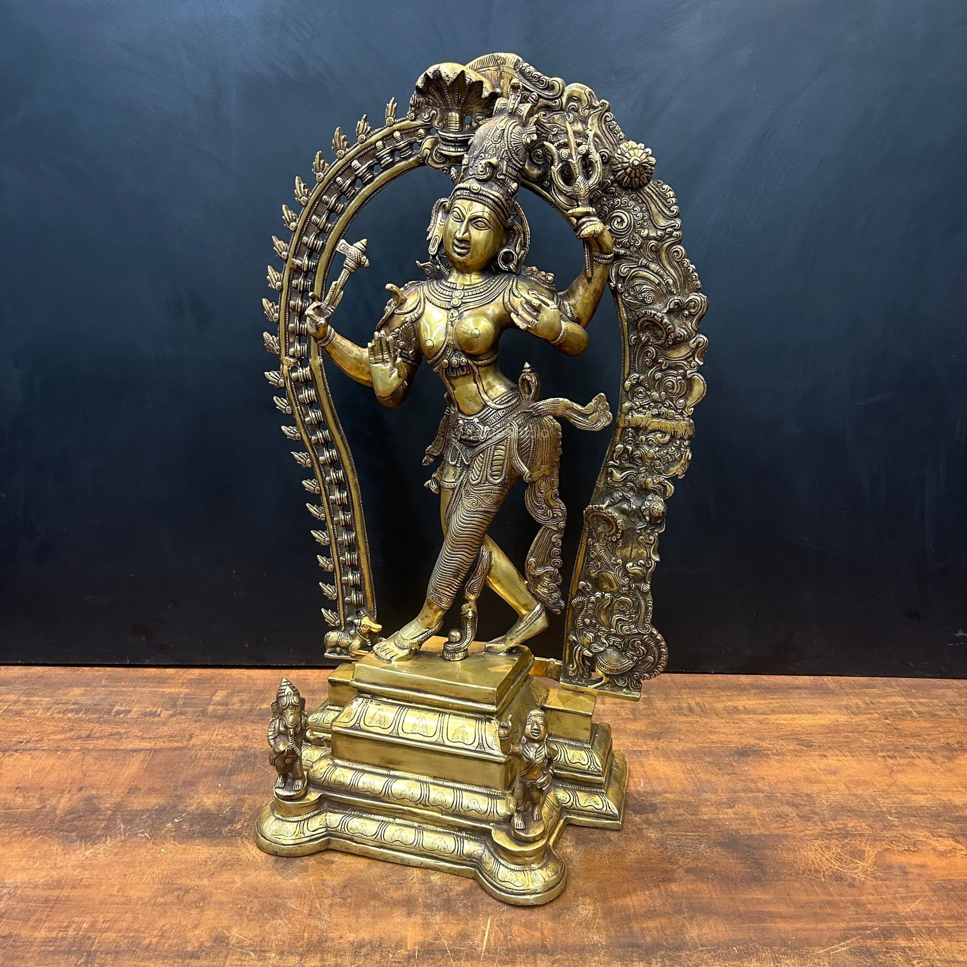 Brass Large Ardhanarishawar Shiva Sakti Statue 2.5 Feet - Image 6