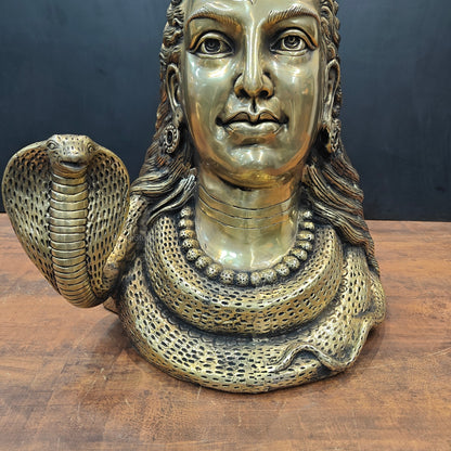 Brass Large Lord Shiva Head Bust With Moon and River Ganga 27 Inch by vendor-unknown - Hindu Gods (View 5)