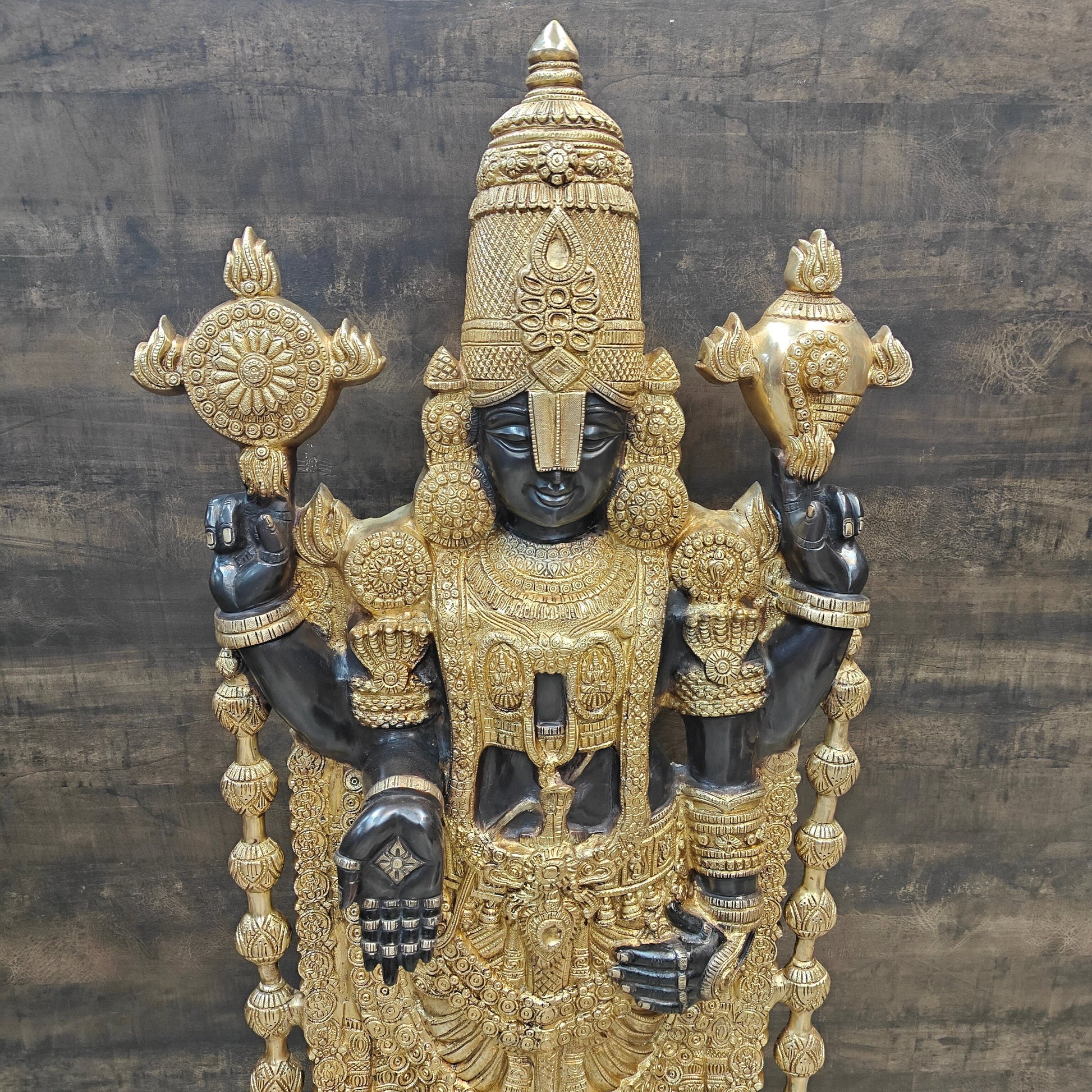 Brass Lord Tirupathi Balaji Idol Antique Finish 4 Feet - Image 7