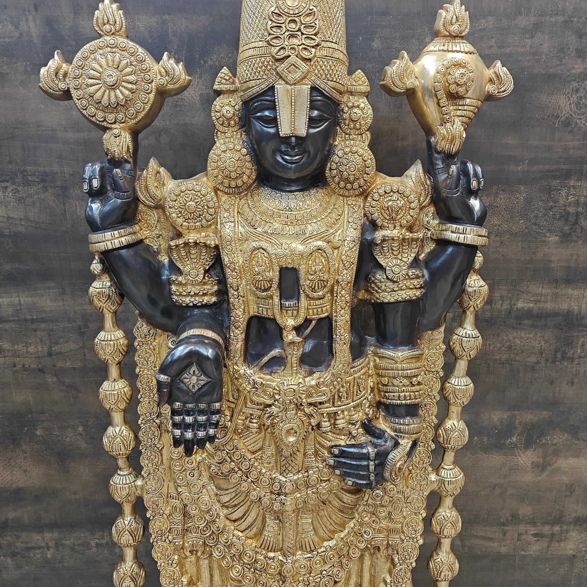 Brass Lord Tirupathi Balaji Idol Antique Finish 4 Feet - Image 2