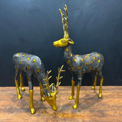 Brass Deer Pair Figurines Decorative Showpiece Antique Finish 27 Inches by vendor-unknown - Decor (View 3)
