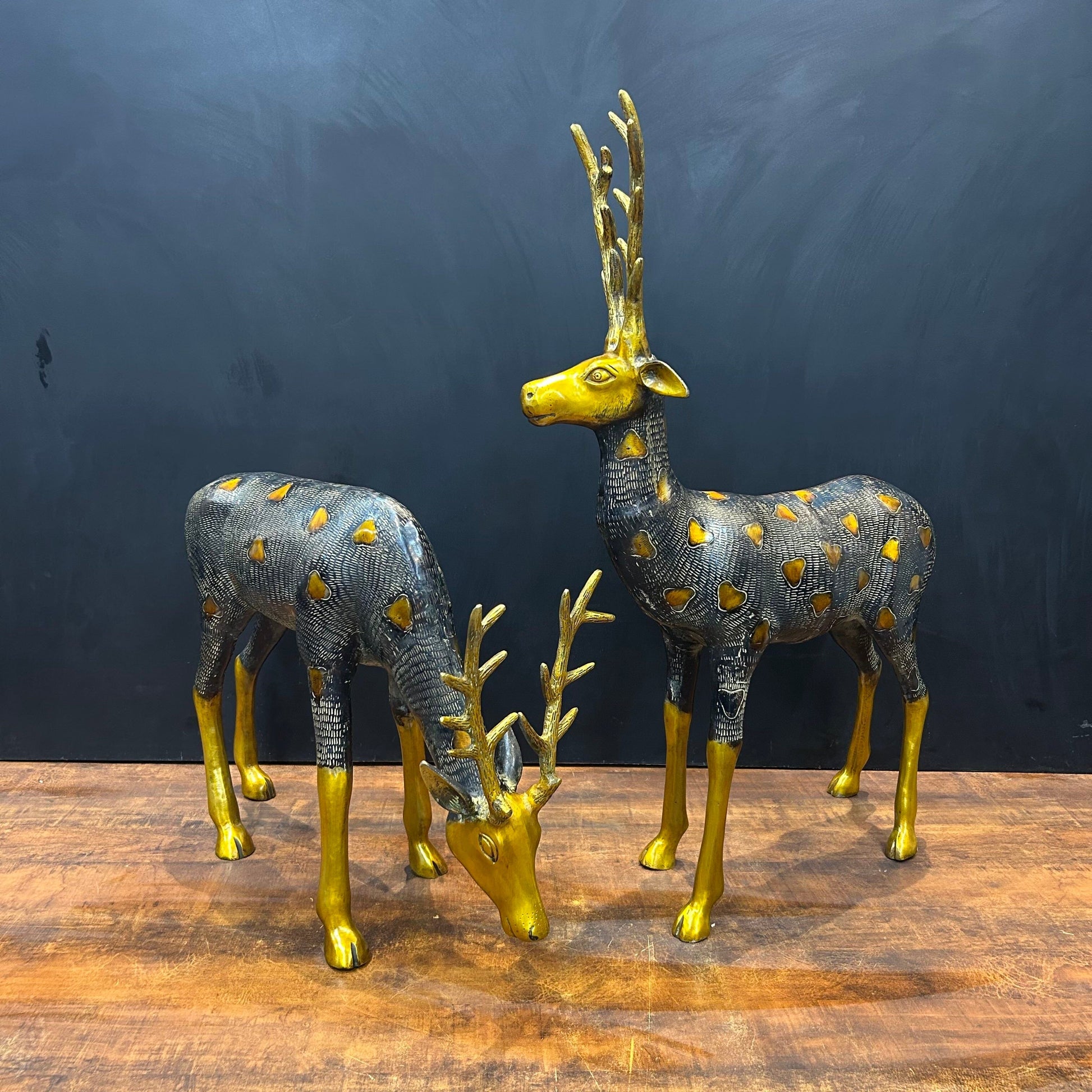 Brass Deer Pair Figurines Decorative Showpiece Antique Finish 27 Inches - Image 4