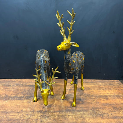 Brass Deer Pair Figurines Decorative Showpiece Antique Finish 27 Inches by vendor-unknown - Decor (View 5)
