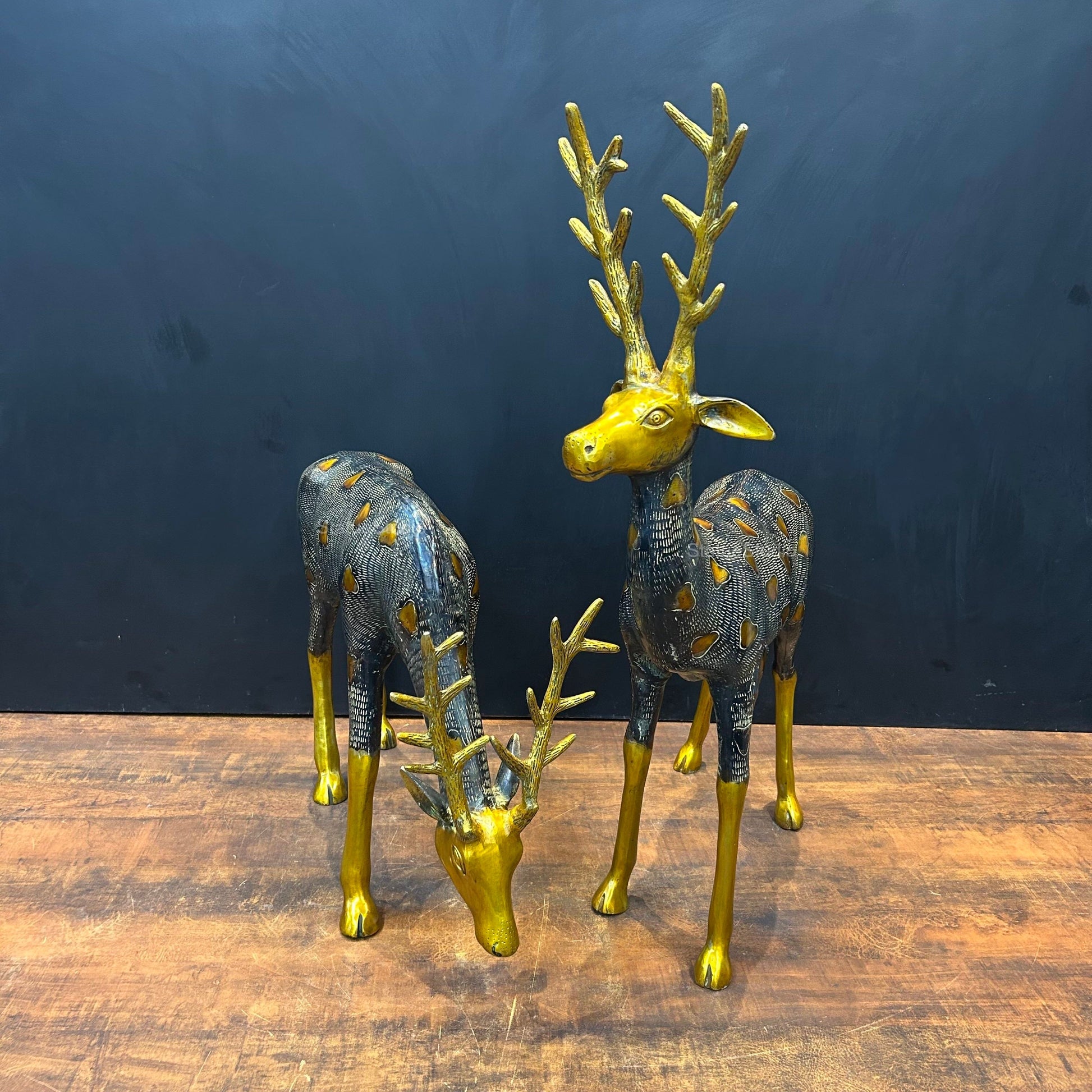 Brass Deer Pair Figurines Decorative Showpiece Antique Finish 27 Inches - Image 6