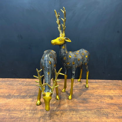 Brass Deer Pair Figurines Decorative Showpiece Antique Finish 27 Inches by vendor-unknown - Decor (View 7)