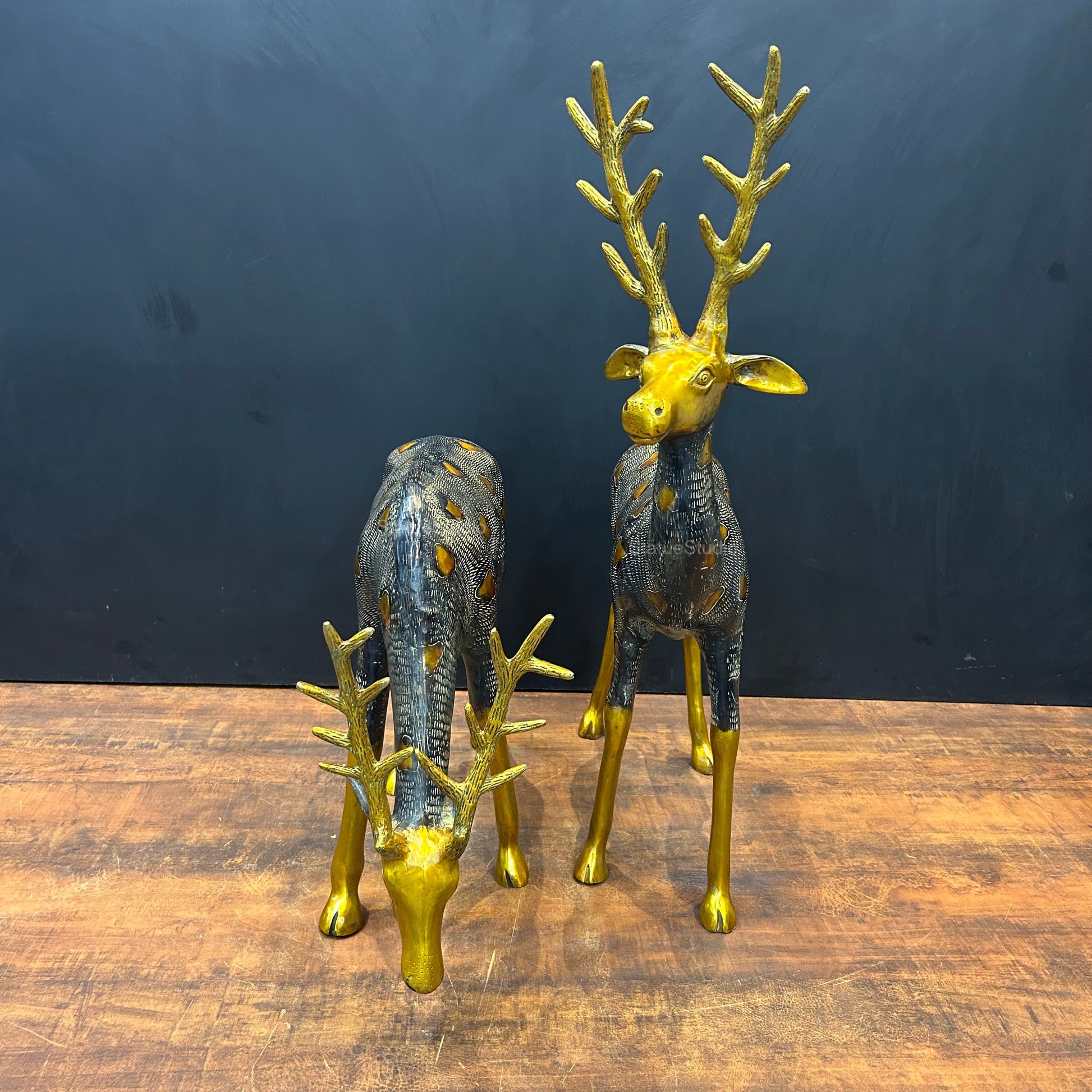 Brass Deer Pair Figurines Decorative Showpiece Antique Finish 27 Inches - Image 9