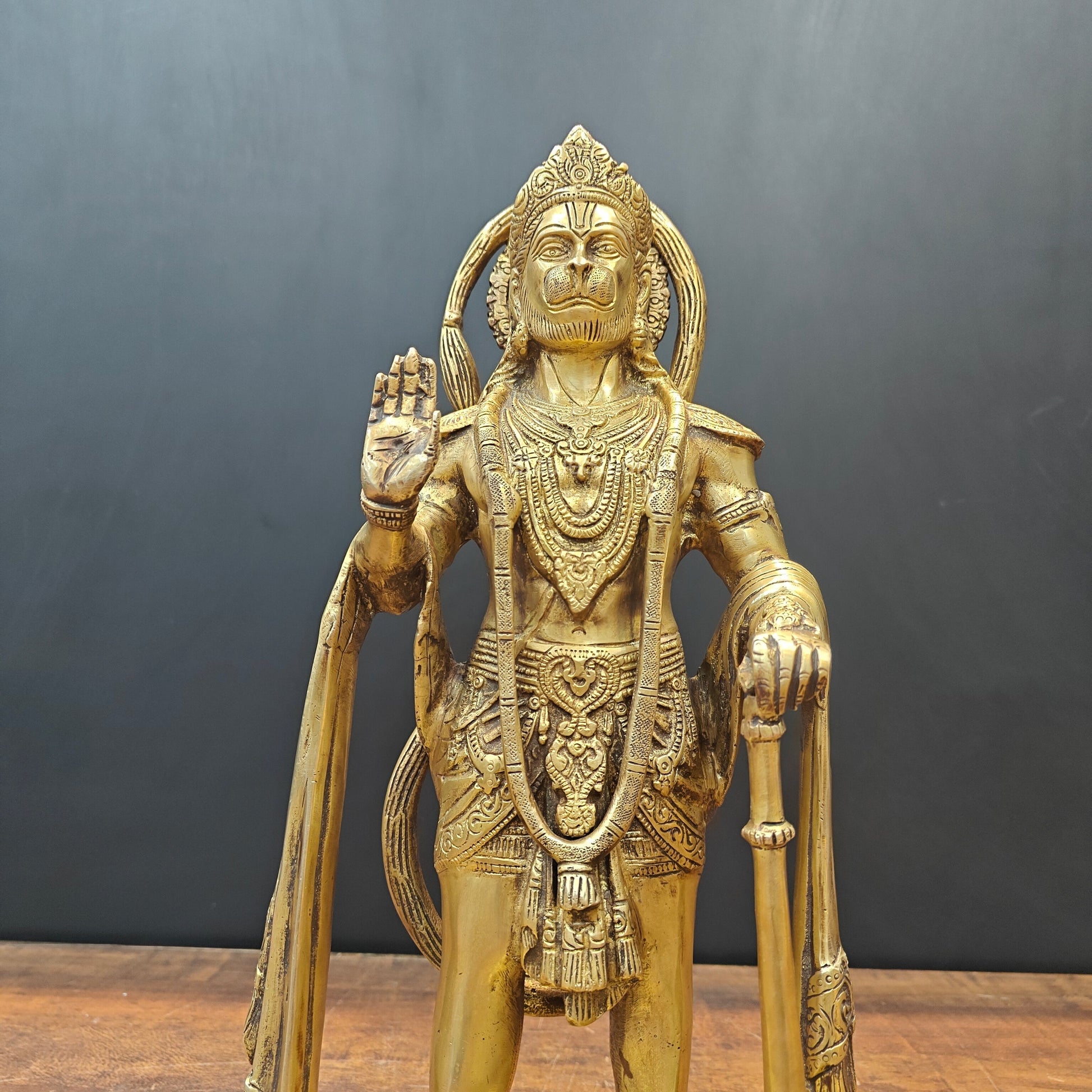 Brass Standing Hanuman Statue 17 Inch - Image 2