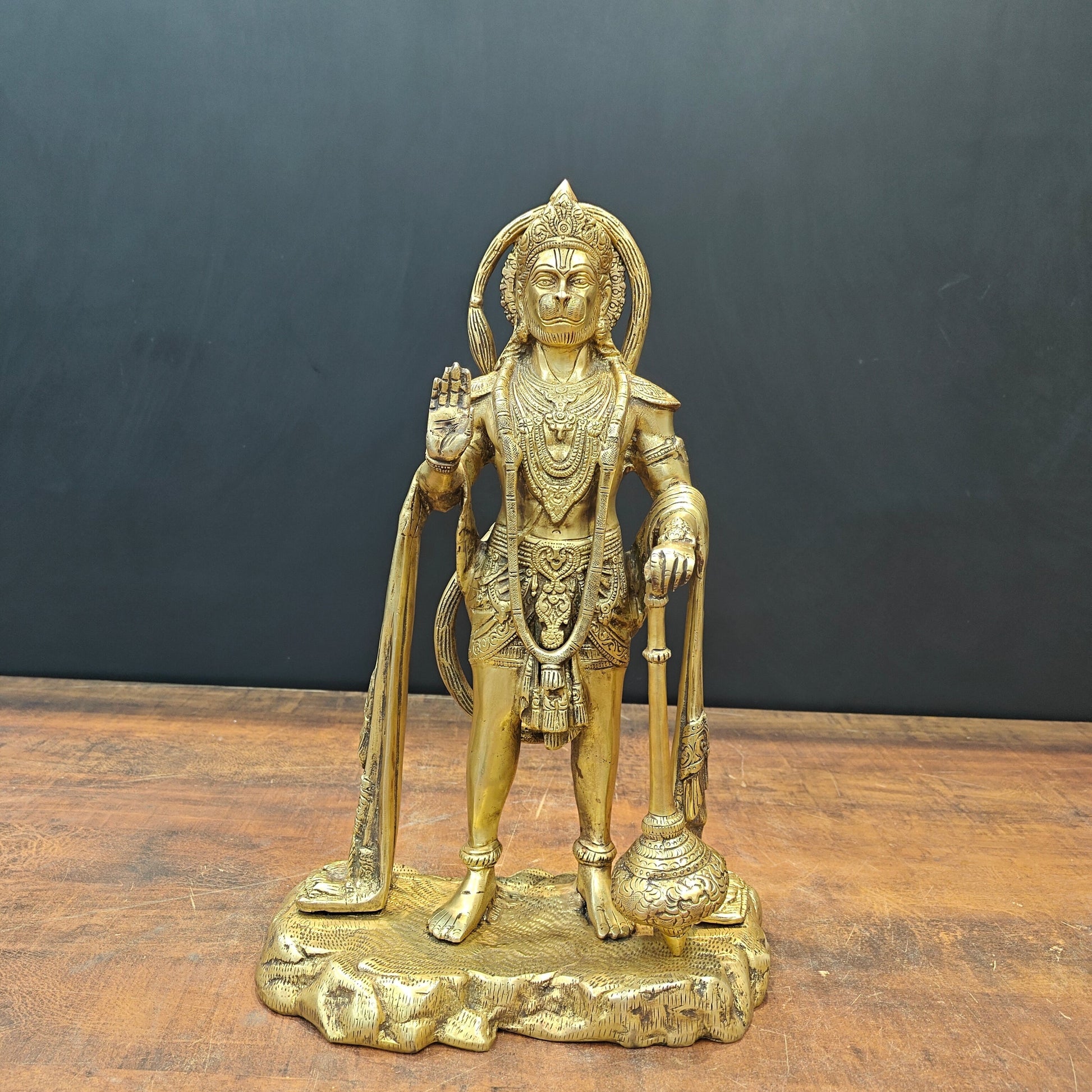 Brass Standing Hanuman Statue 17 Inch - Image 3