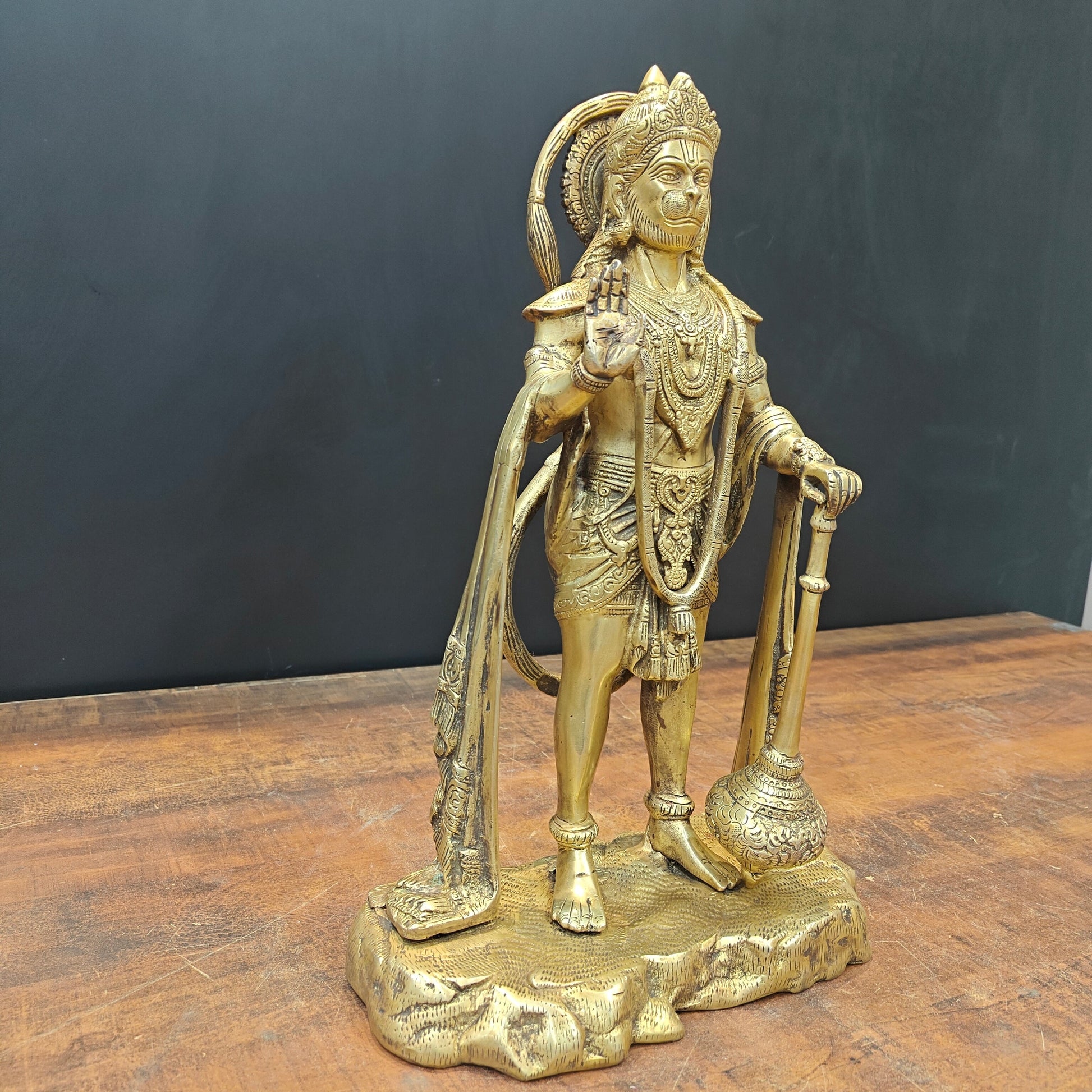 Brass Standing Hanuman Statue 17 Inch - Image 5
